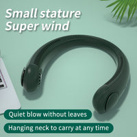 Leafless hanging neck wearable sports small electric fan charging USB fan